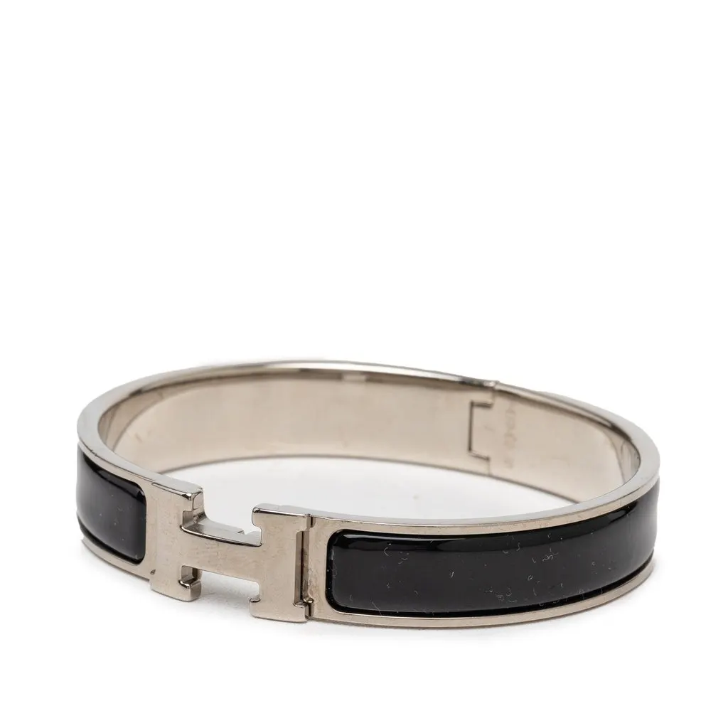 Hermès Narrow Enamel Clic Clac H Bracelet PM Black Very good - Back View