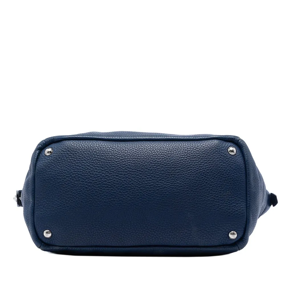 Prada Vitello Daino Double Handle Satchel Blue Leather Very good - Inside View