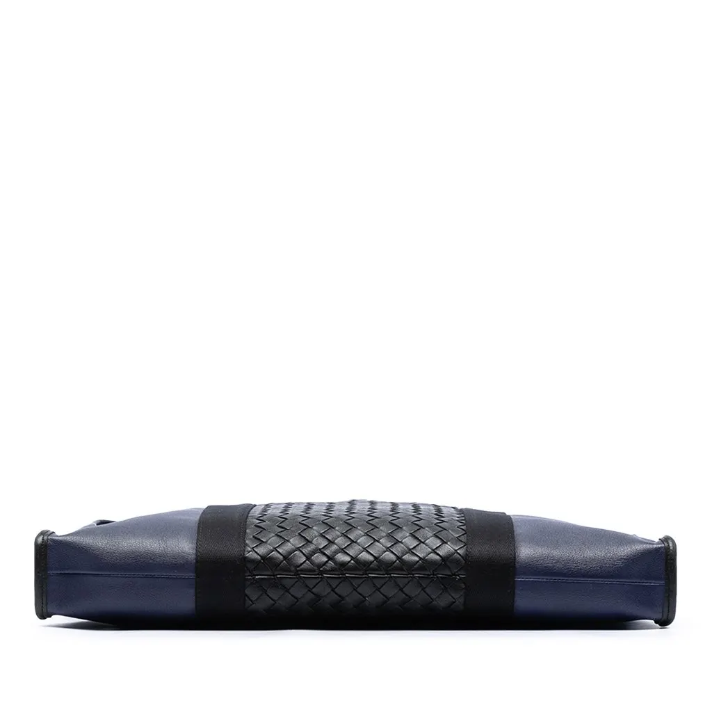 Bottega Veneta Bicolor Intrecciato Trimmed Nappa Business Bag Blue Leather Very good - Inside View