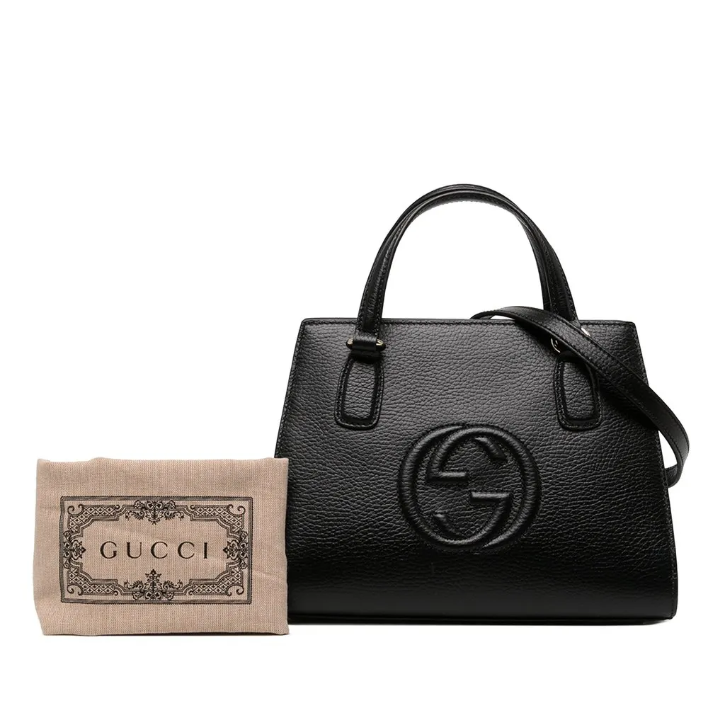 Gucci Medium Dollar Calf Soho Top Handle Convertible Tote Black Leather Very good - Box View