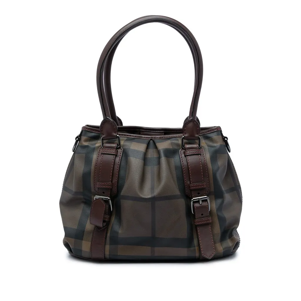 Burberry Small Smoke Check Coated Canvas Northfield Satchel