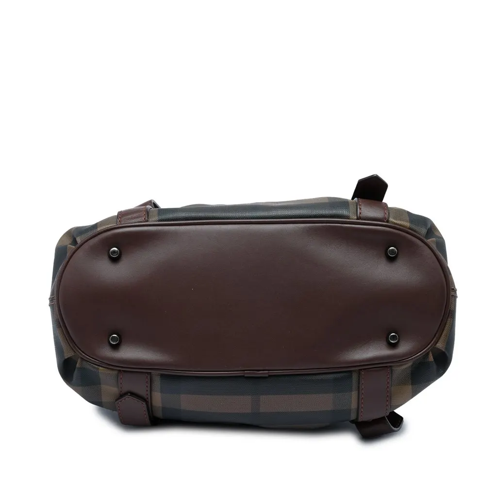 Burberry Small Smoke Check Coated Canvas Northfield Satchel Brown Canvas Very good - Inside View