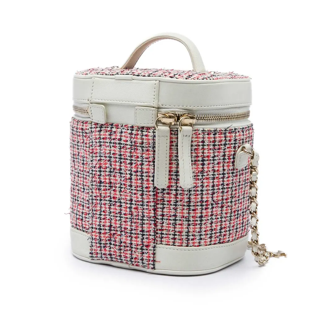 Chanel Tweed and Lambskin CC Vanity Case Red Very good - Back View