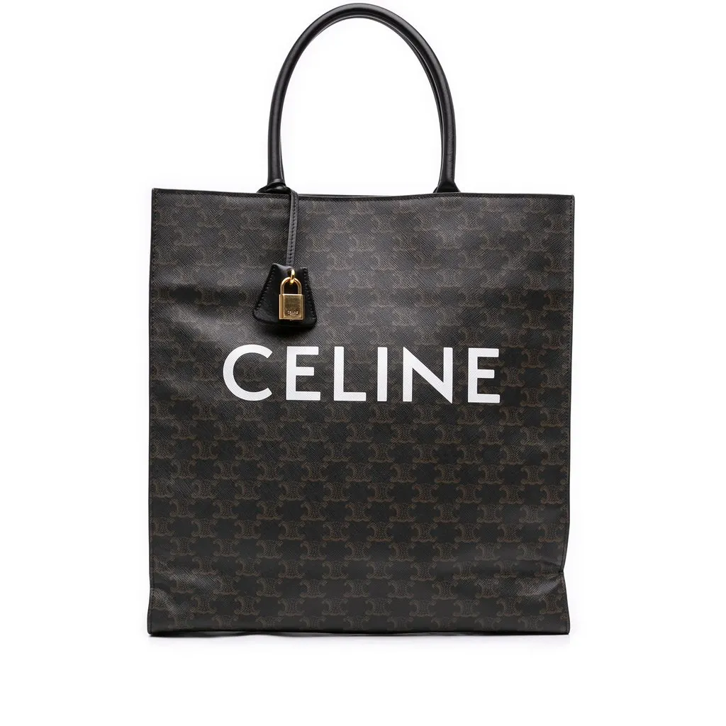 Celine Large Triomphe Coated Canvas Cabas Vertical Tote Brown Canvas Very good - Front View