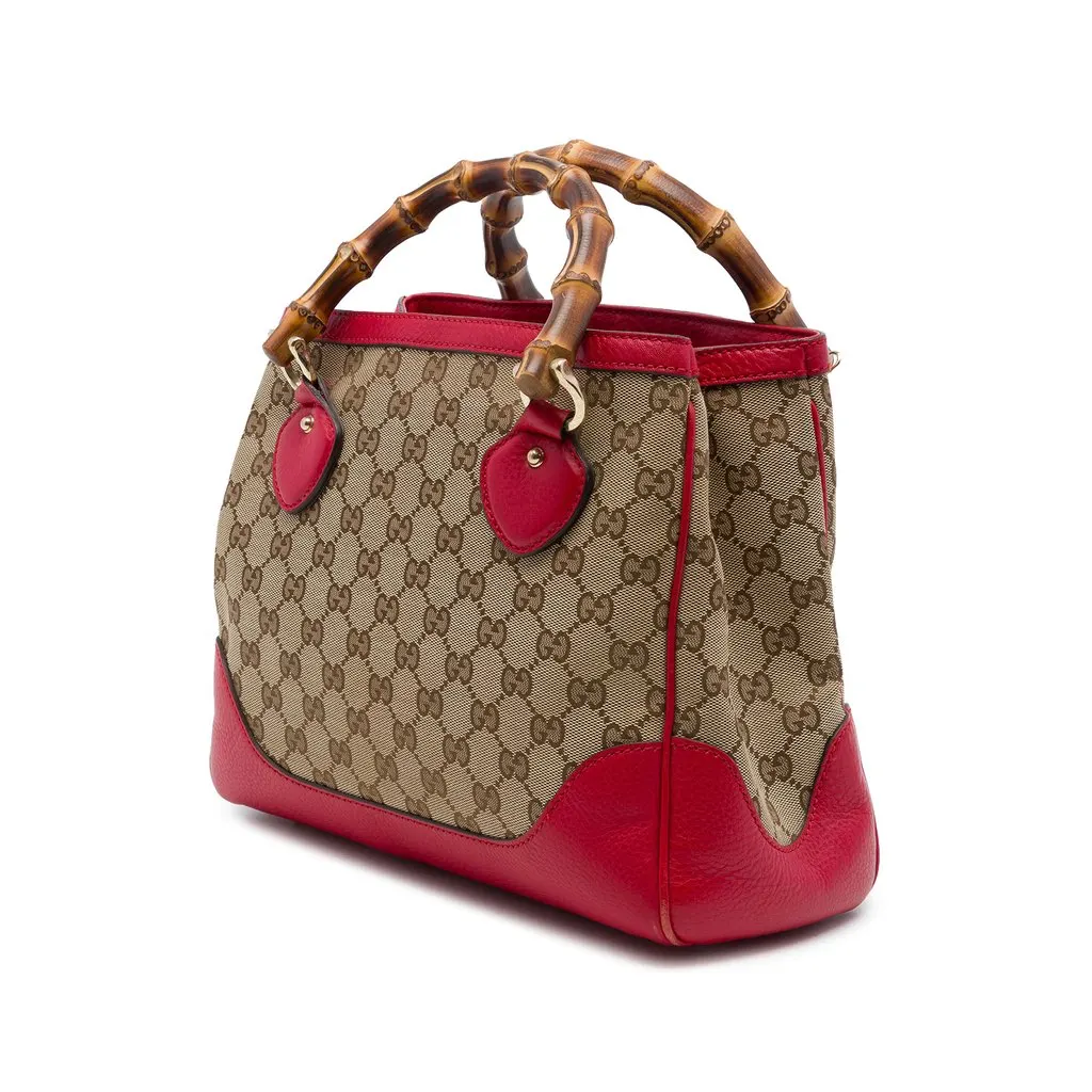 Gucci GG Canvas Bamboo Diana Top Handle Tote Beige Canvas Very good - Back View
