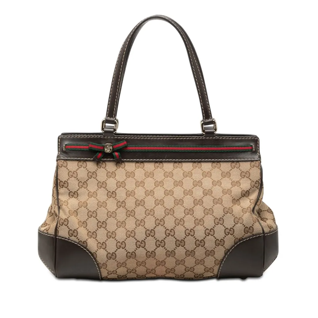 Gucci GG Canvas Web Mayfair Tote Beige Very good - Front View