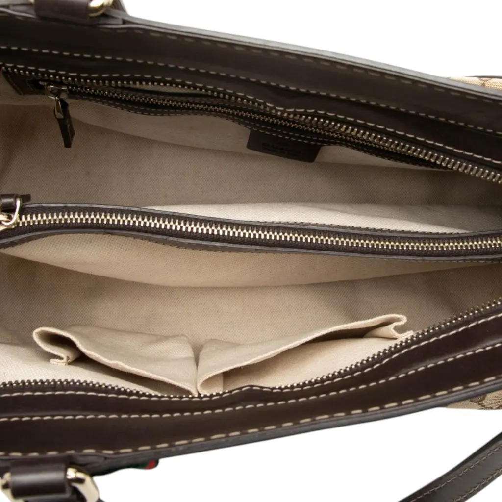 Gucci GG Canvas Web Mayfair Tote Beige Very good - Model View