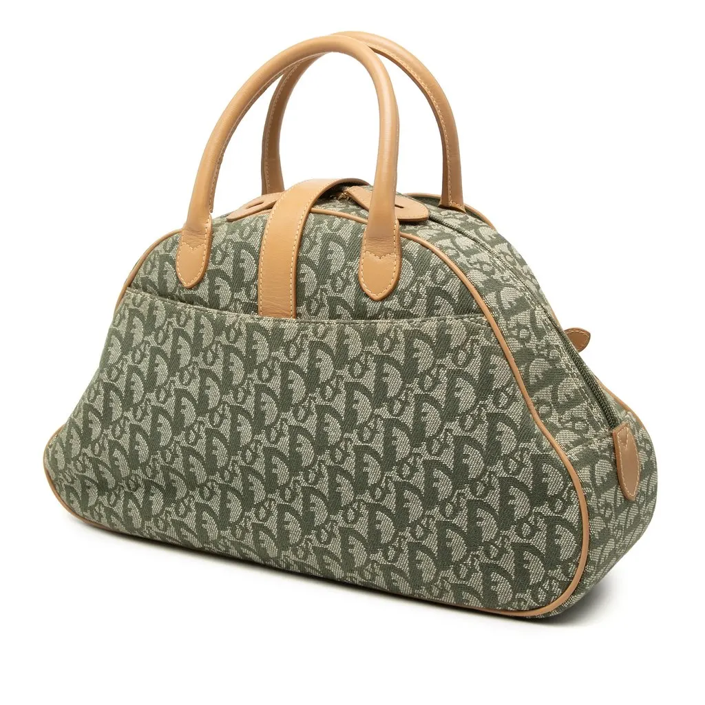Dior Diorissimo Canvas Double Saddle Bowler Bag Green Canvas Good - Back View