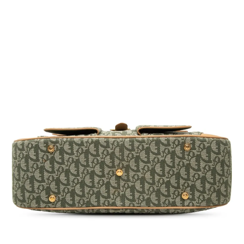 Dior Diorissimo Canvas Double Saddle Bowler Bag Green Canvas Good - Inside View