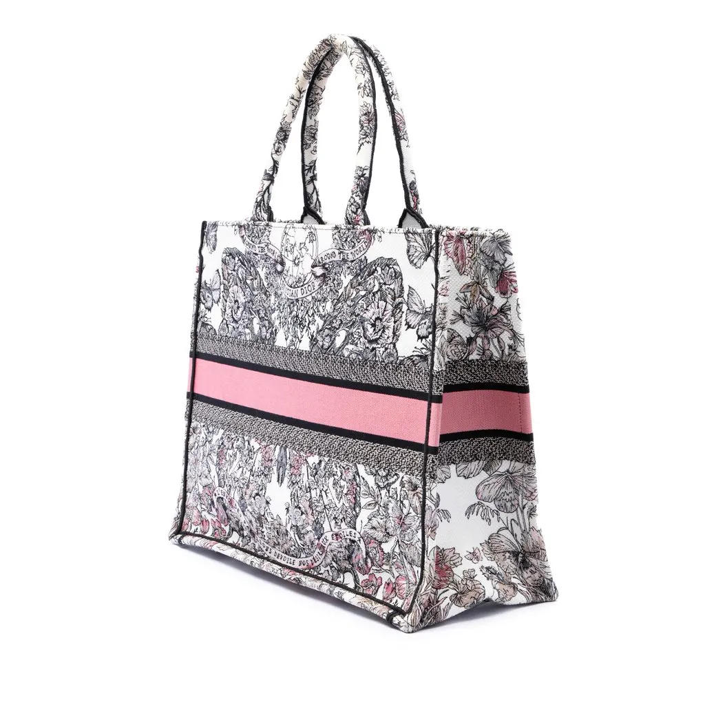 Dior Large Embroidered Canvas Butterfly Around The World Book Tote White Very good - Back View