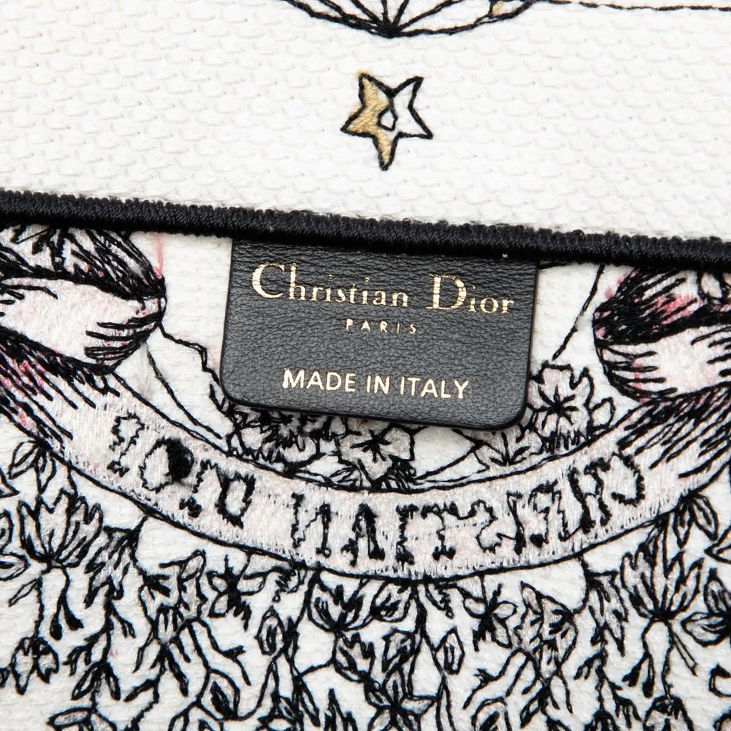 Dior Large Embroidered Canvas Butterfly Around The World Book Tote White Very good - Box View