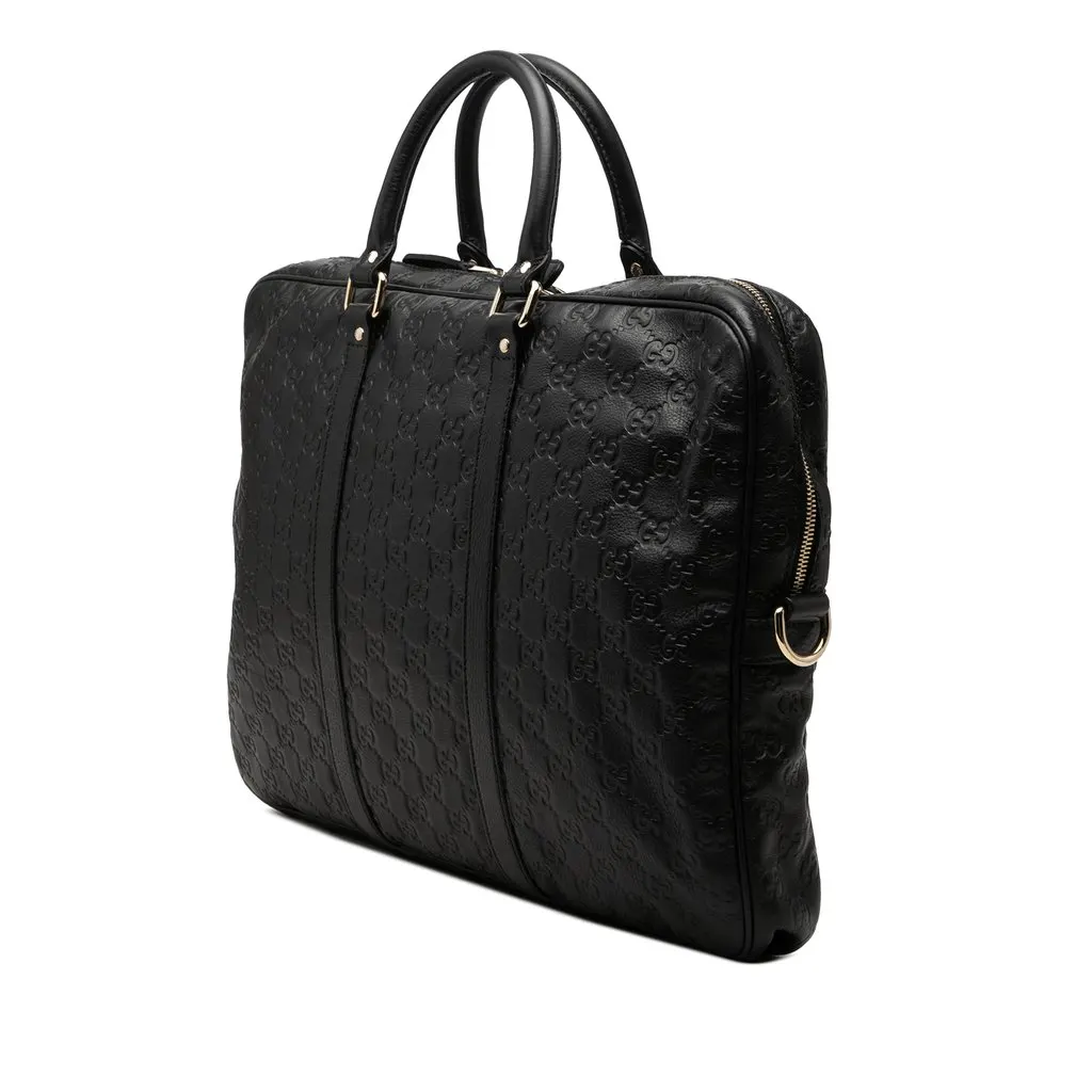 Gucci Guccissima Business Bag Black Leather Very good - Back View