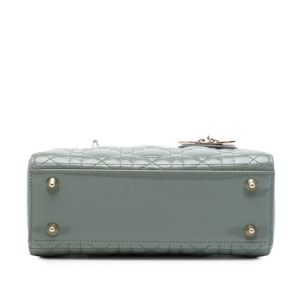 Dior Small Patent Cannage Lady Dior Grey Leather Good - Inside View