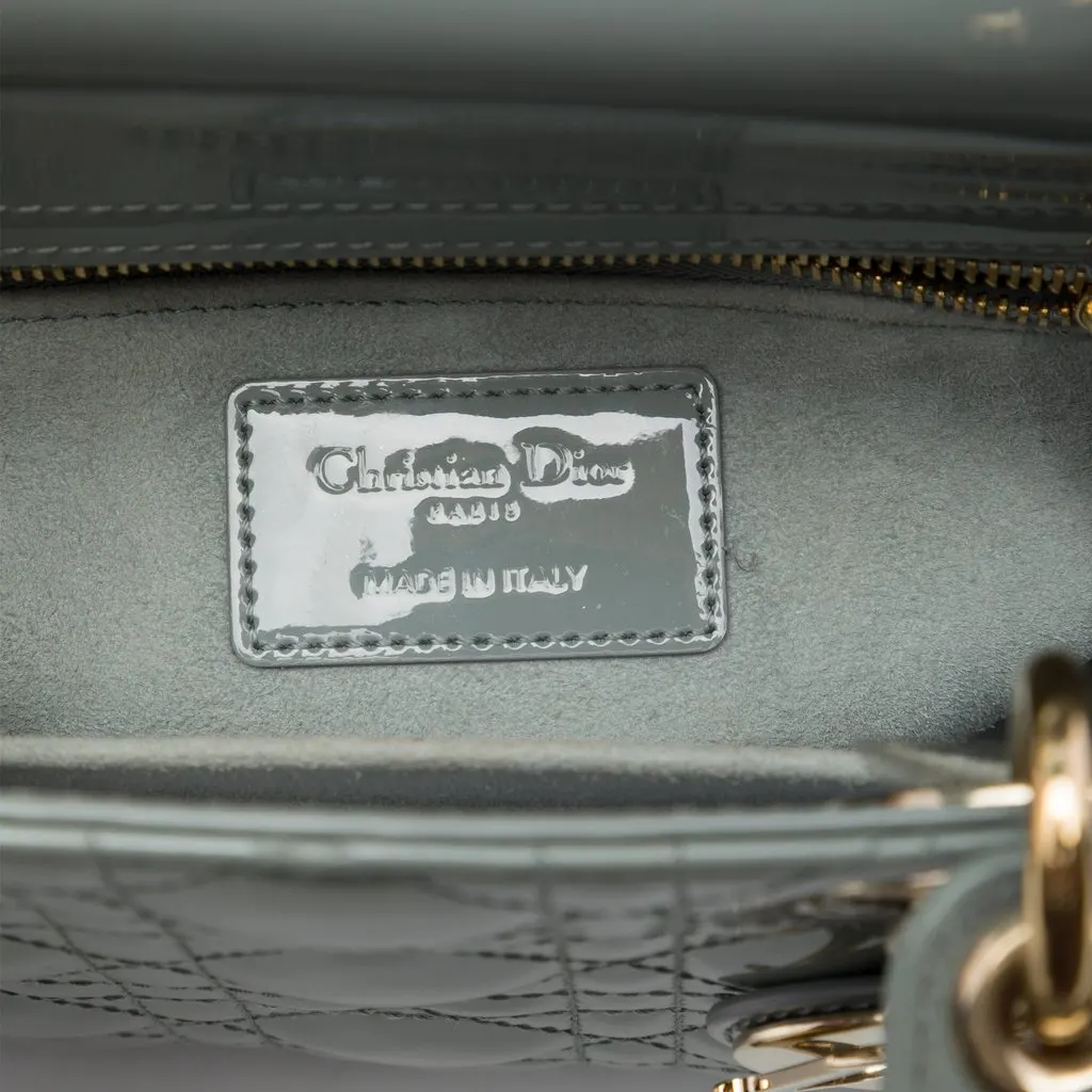 Dior Small Patent Cannage Lady Dior Grey Leather Good - Box View