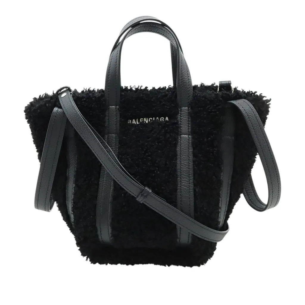 Balenciaga Shearling Everyday North South Tote XS Black Very good - Front View