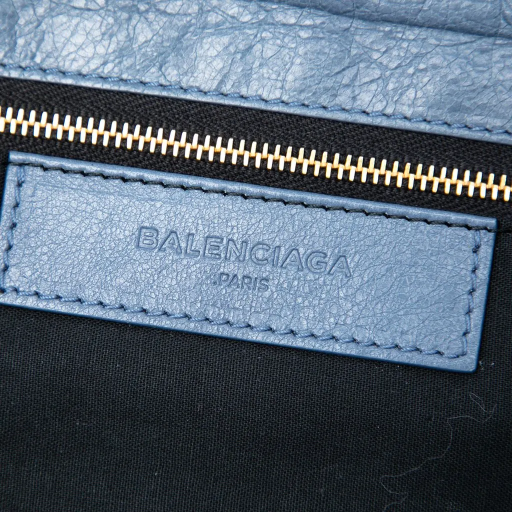 Balenciaga Lambskin Motocross Giant 12 Envelope Clutch With Strap Blue Leather Very good - Box View