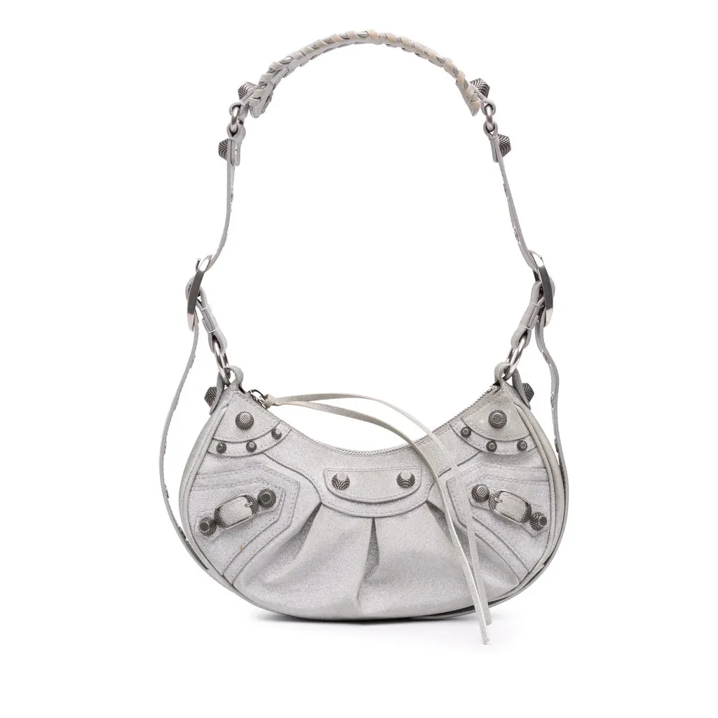 Balenciaga Sparkling Fabric Motocross Le Cagole XS Silver Very good - Front View