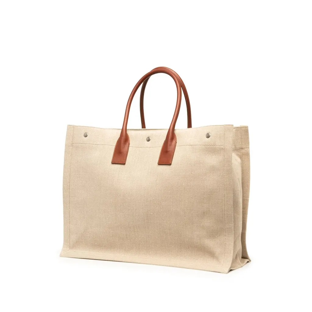 Saint Laurent Large Canvas Rive Gauche Tote Brown Canvas Very good - Back View