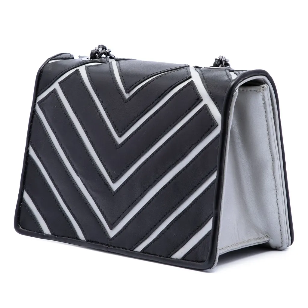 Chanel Small Chevron Lambskin Couture Flap Black Leather Very good - Back View