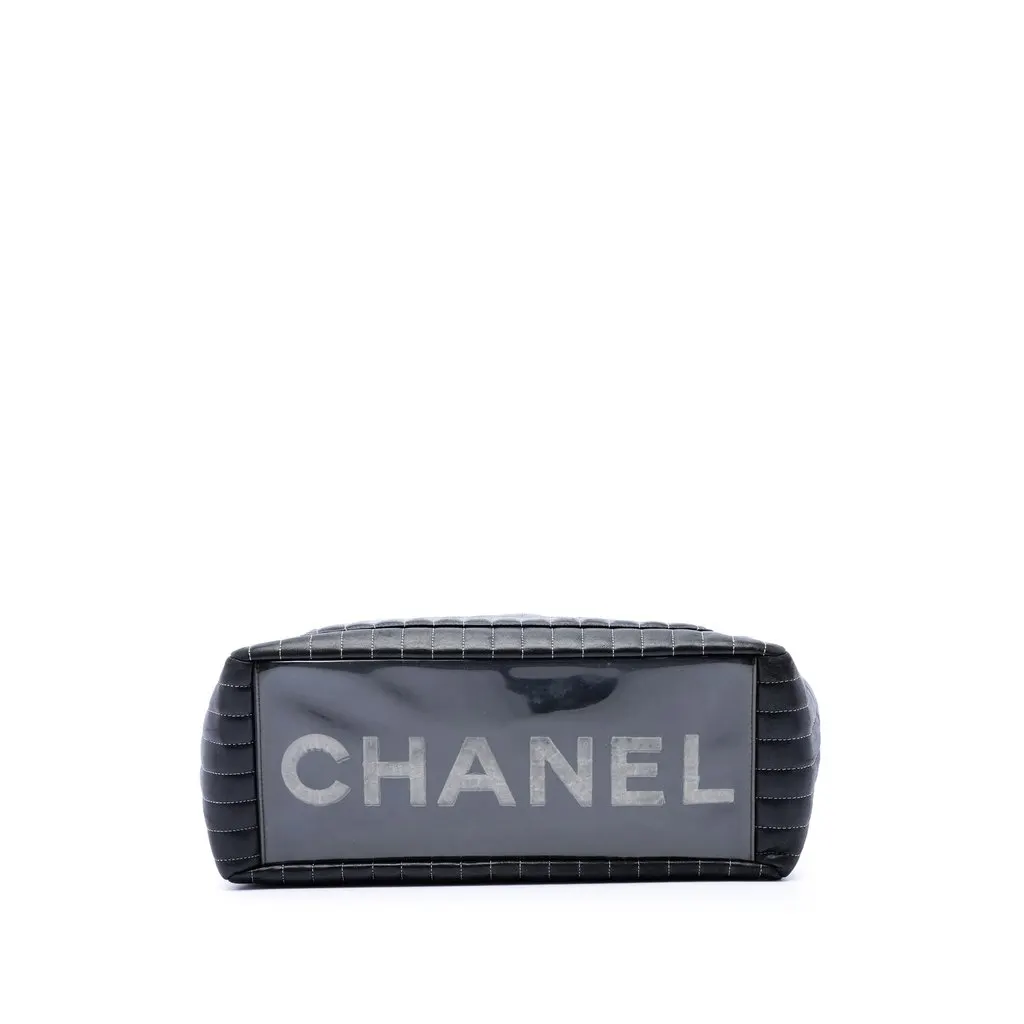 Chanel Large Lambskin Vertical Quilted Mademoiselle Tote Black Leather Very good - Inside View