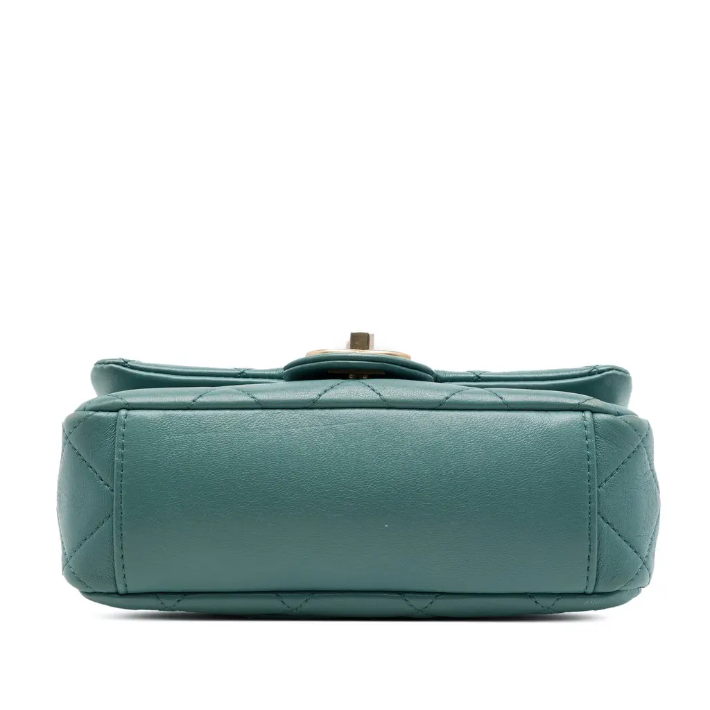Chanel Mini CC Quilted Calfskin Multi Chain Single Flap Green Leather Very good - Inside View