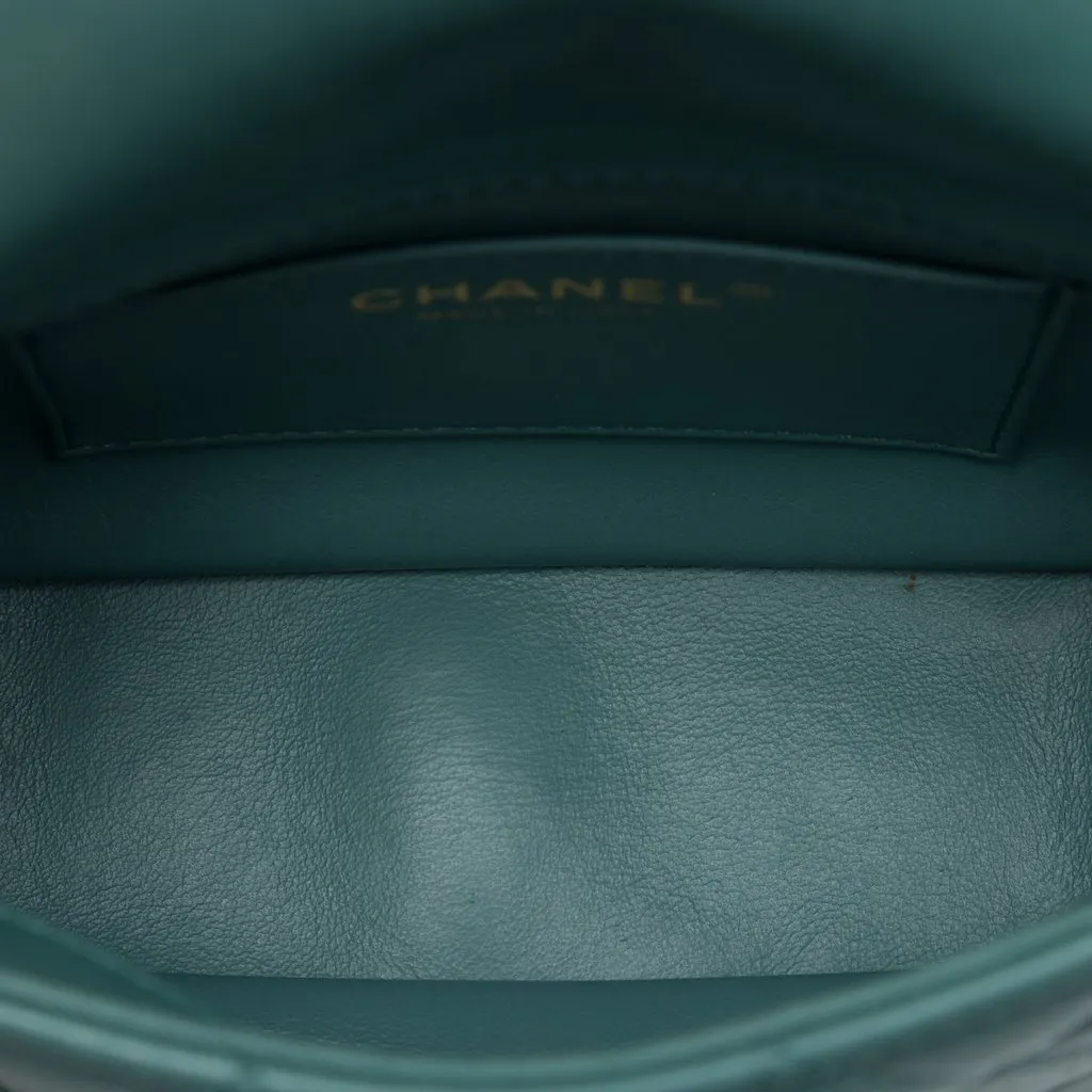 Chanel Mini CC Quilted Calfskin Multi Chain Single Flap Green Leather Very good - Model View