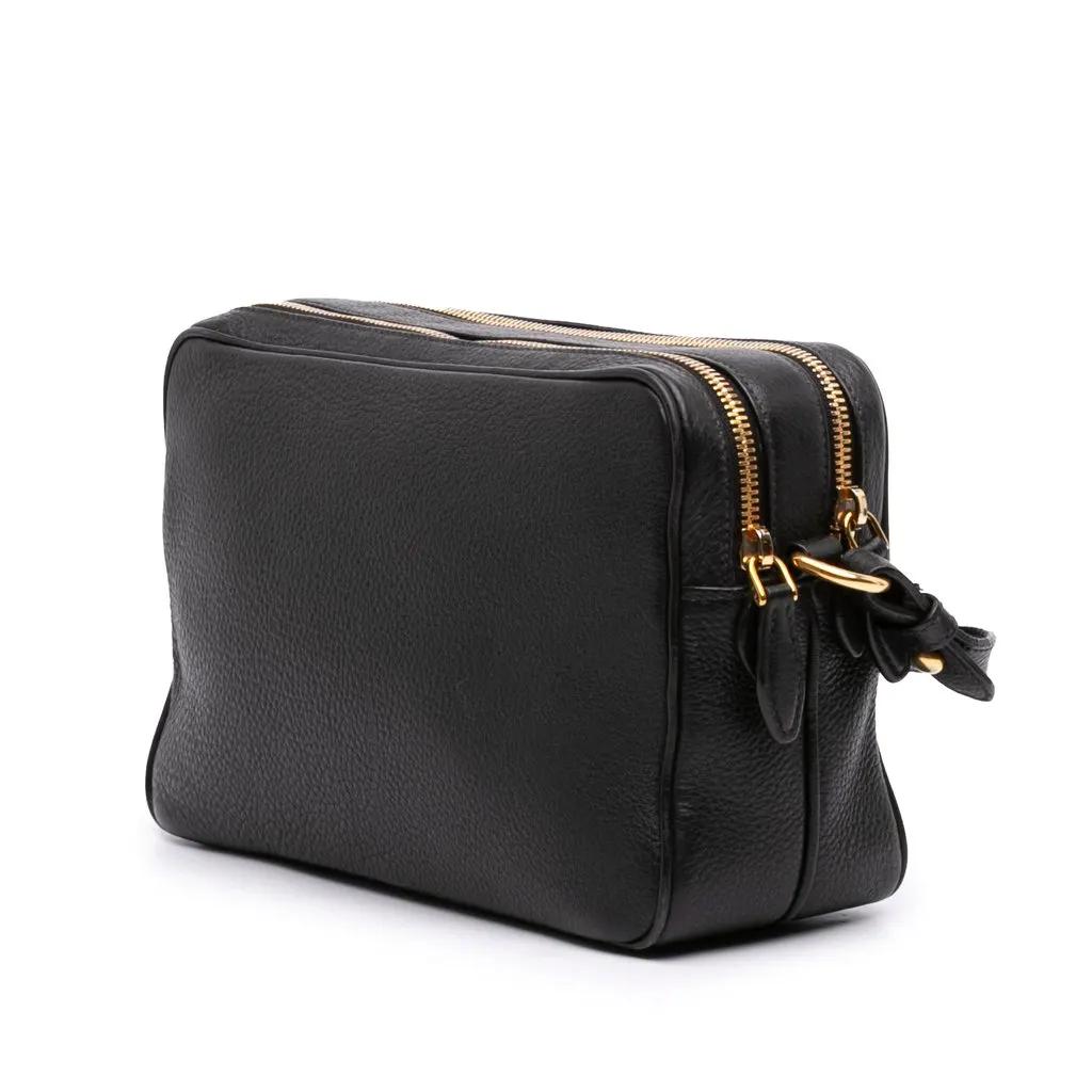 Prada Vitello Phenix Double Zip Camera Bag Black Leather Very good - Back View
