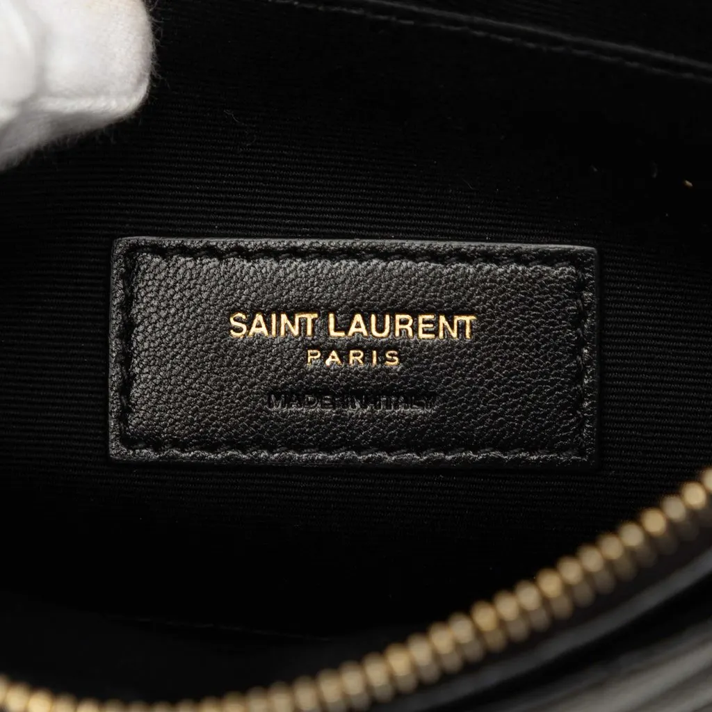 Saint Laurent Large Grain De Poudre Matelasse Cassandre Zip Pouch Black Leather Very good - Box View