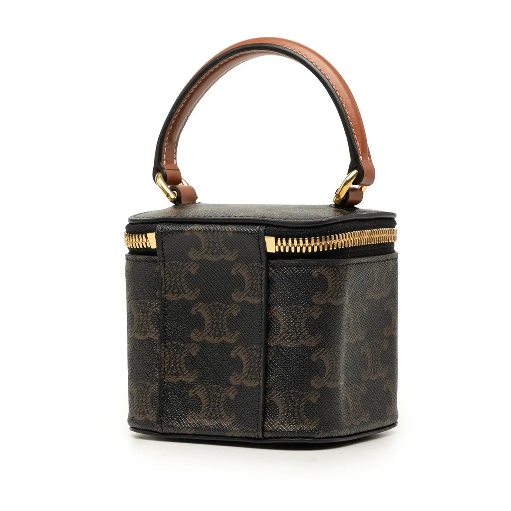Celine Mini Triomphe Coated Canvas Vanity Case Brown Very good - Back View
