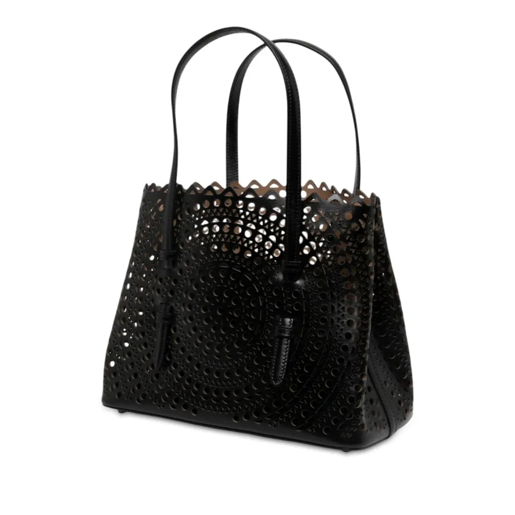 Alaïa Vienne Calfskin Laser Cut Mina 25 Black Leather Never worn - Back View