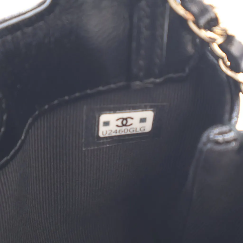 Chanel Micro Shiny Lambskin 31 Clutch with Chain Black Leather Never worn - Box View