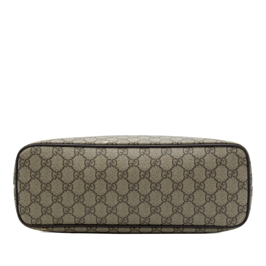 Gucci GG Supreme Zippered Tote Beige Canvas Good - Inside View
