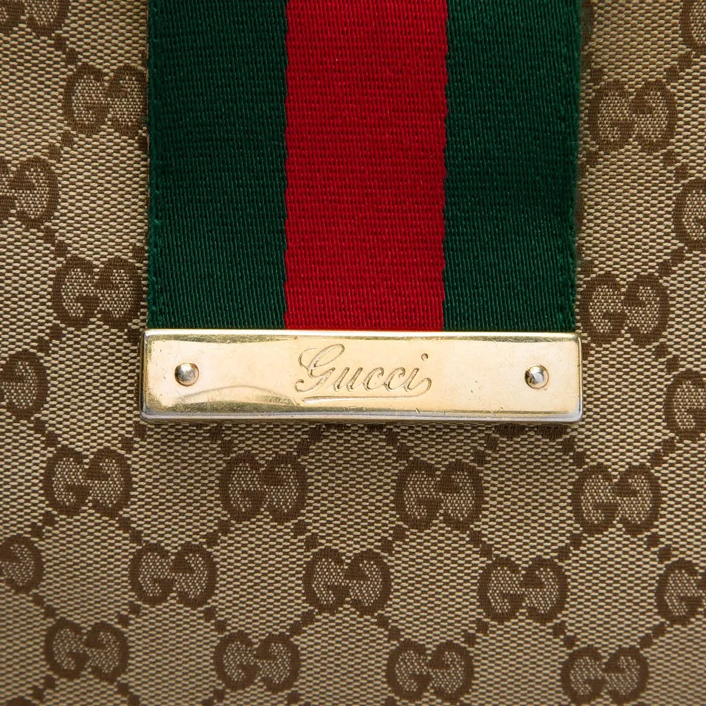 Gucci GG Canvas Web New Ladies Tote Beige Very good - Box View