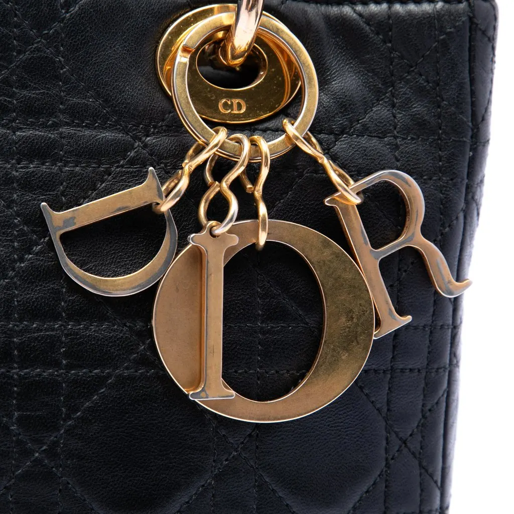 Dior Medium Lambskin Cannage Lady Dior Black Leather Good - Box View