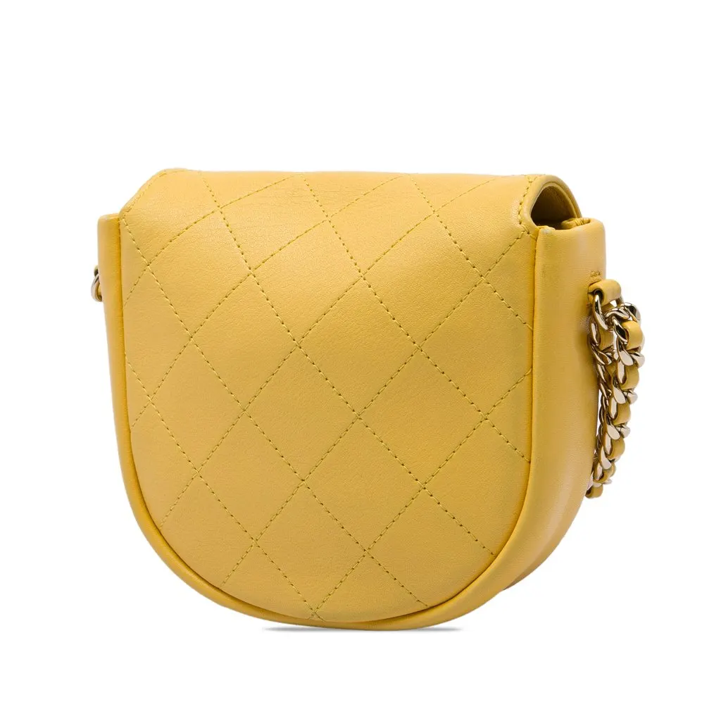 Chanel Stitched Goatskin Casual Trip Flap Yellow Leather Very good - Back View