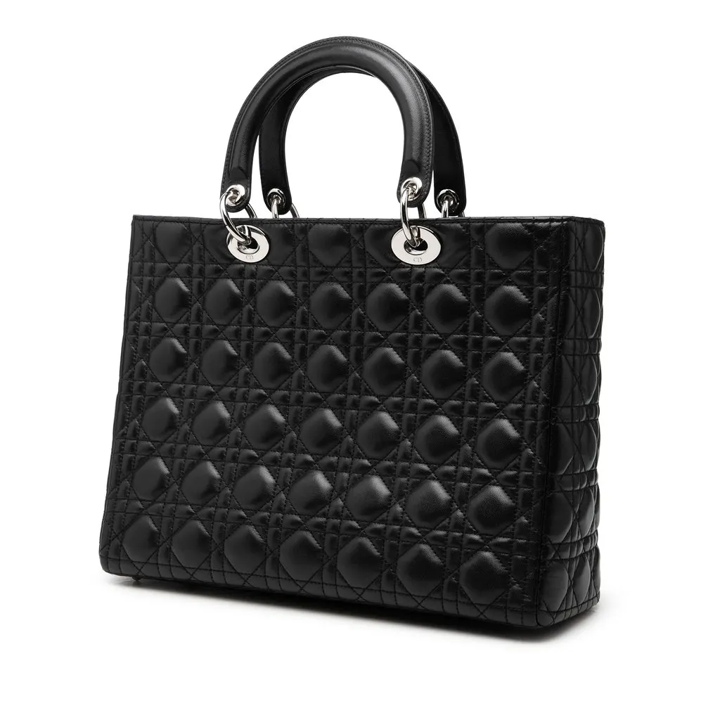 Dior Large Lambskin Cannage Lady Dior Black Leather Very good - Back View
