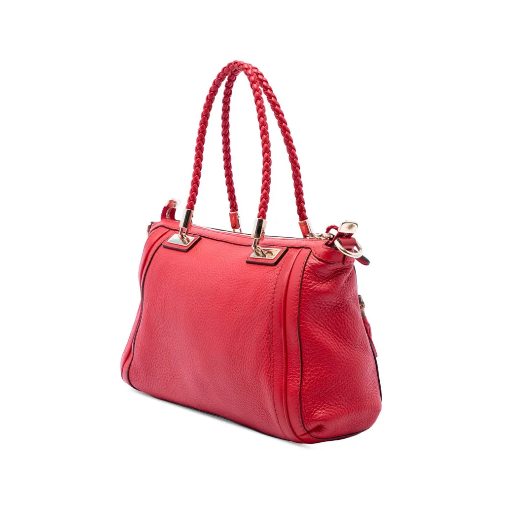 Gucci Pebbled Calfskin Bella Satchel Red Leather Good - Back View