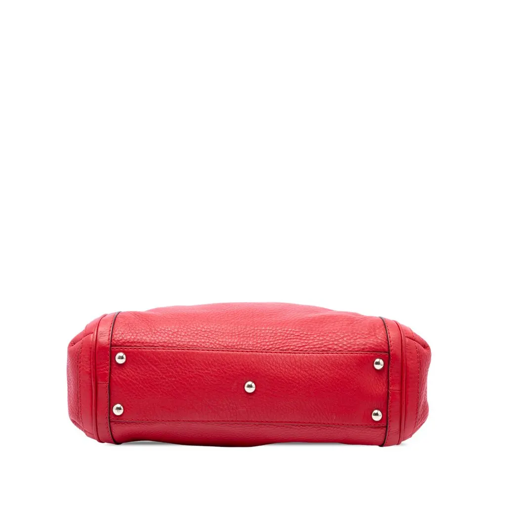 Gucci Pebbled Calfskin Bella Satchel Red Leather Good - Inside View