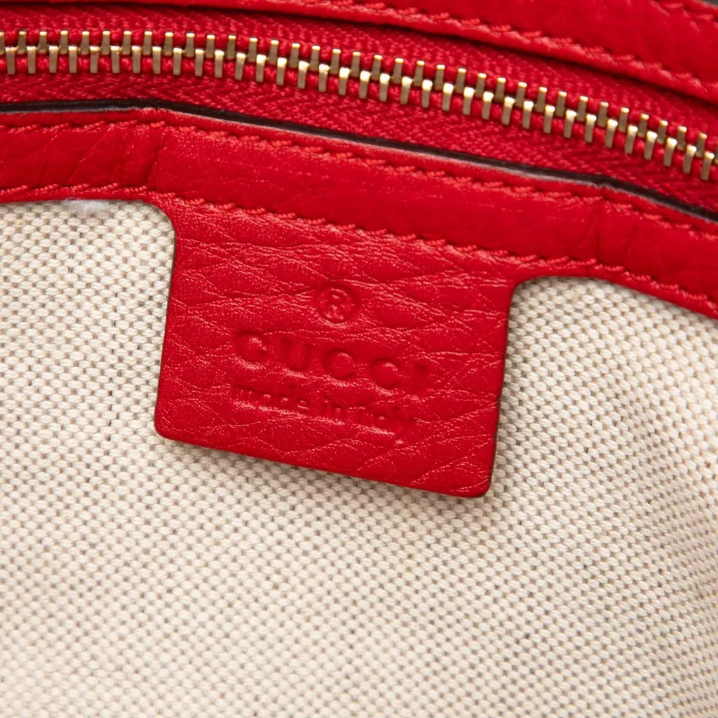 Gucci Pebbled Calfskin Bella Satchel Red Leather Good - Box View