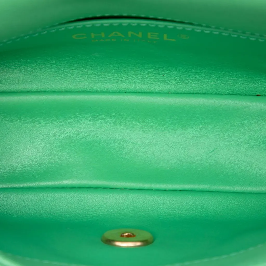 Chanel Small Quilted Lambskin Chain Is More Flap Green Leather Very good - Model View