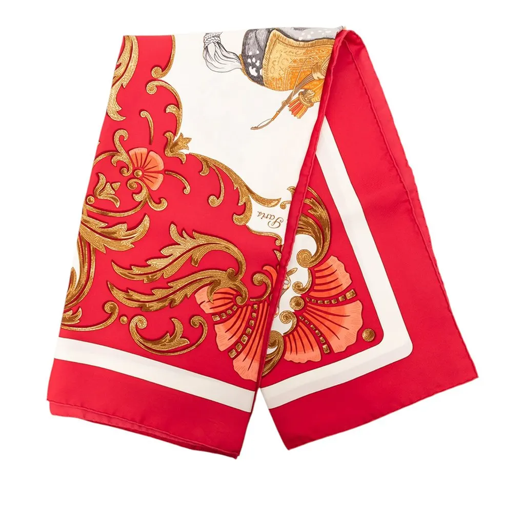 Hermès Cheval Turc Silk Scarf 90 Red Very good - Front View