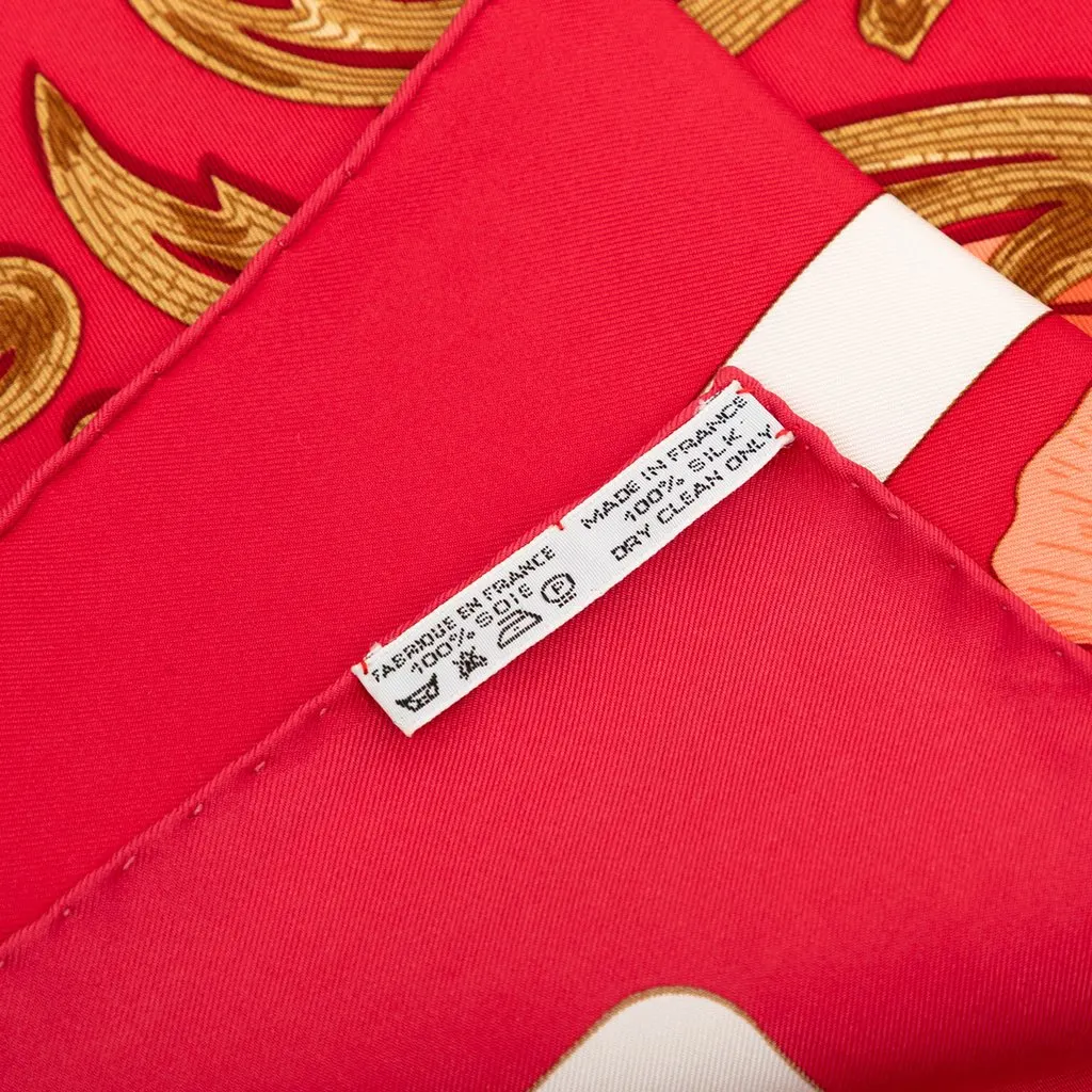 Hermès Cheval Turc Silk Scarf 90 Red Very good - Back View