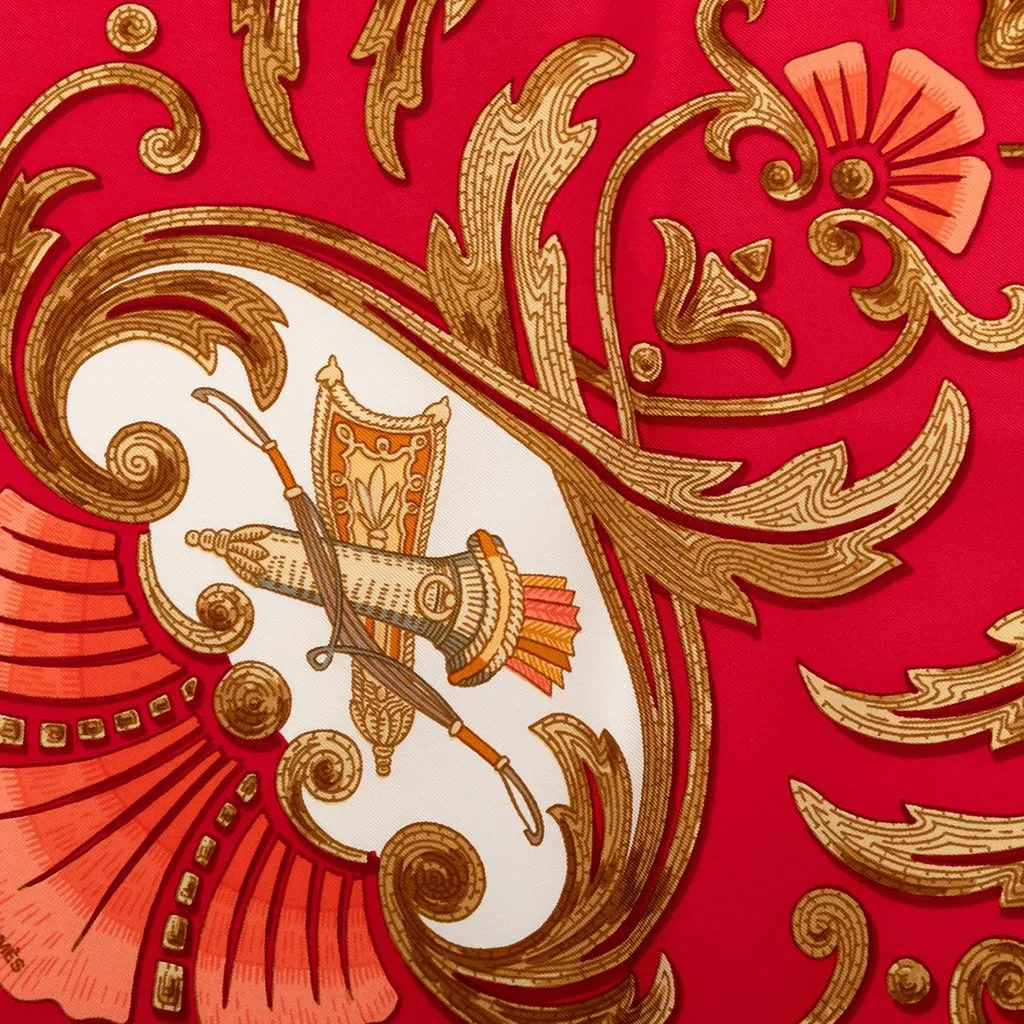 Hermès Cheval Turc Silk Scarf 90 Red Very good - Inside View