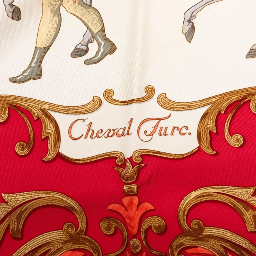 Hermès Cheval Turc Silk Scarf 90 Red Very good - Model View
