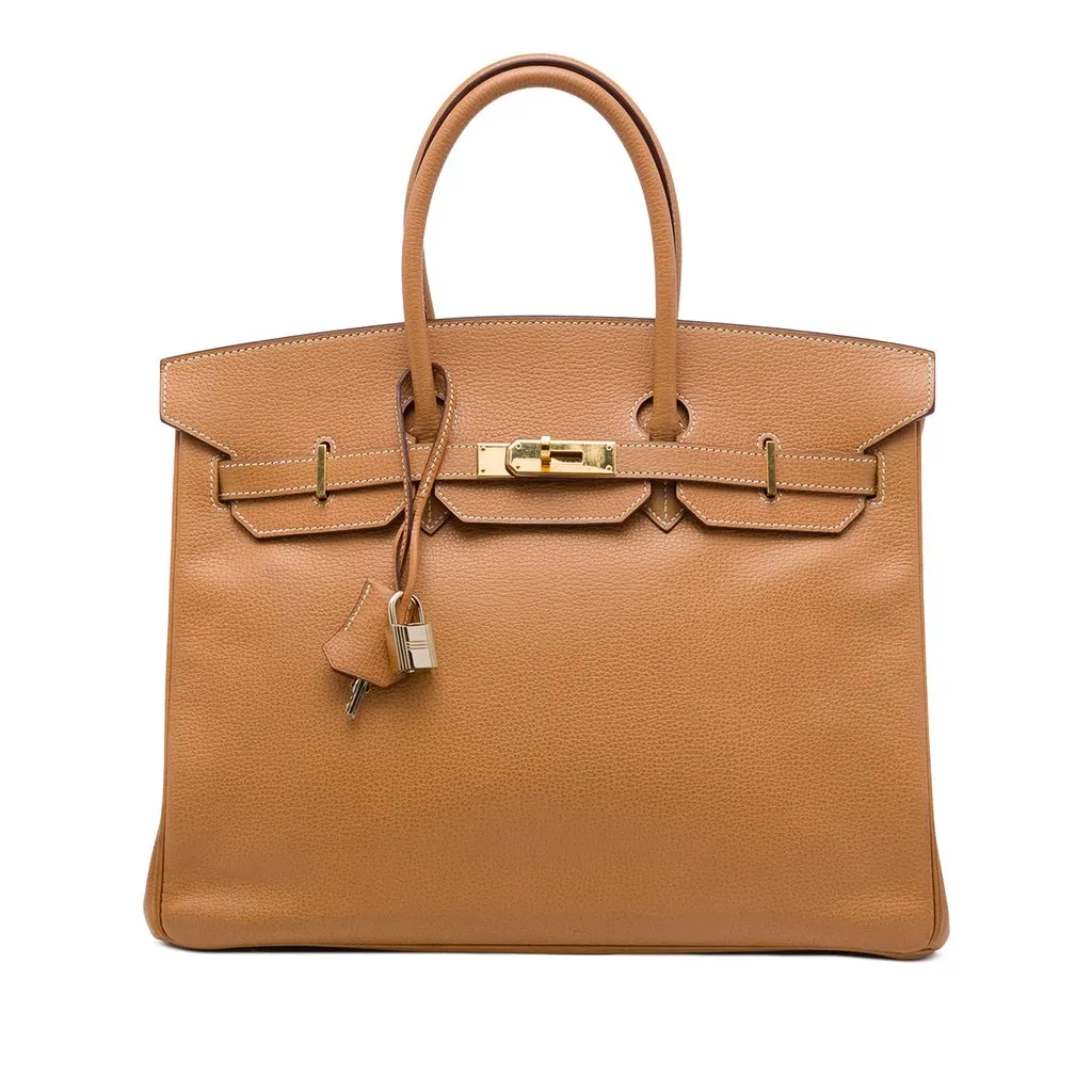 Hermès Epsom Birkin Retourne 35 Brown Leather Good - Front View