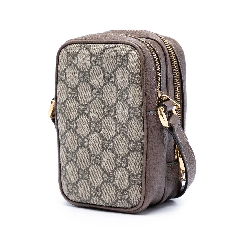 Gucci GG Supreme Web Ophidia Double Zip Crossbody Beige Very good - Back View