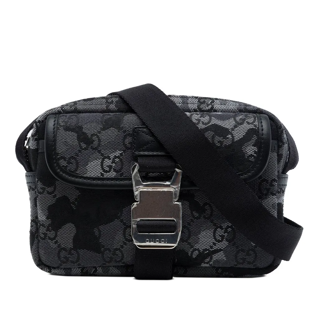 Gucci Mini GG Canvas Camouflage Buckle Crossbody Grey Canvas Very good - Front View