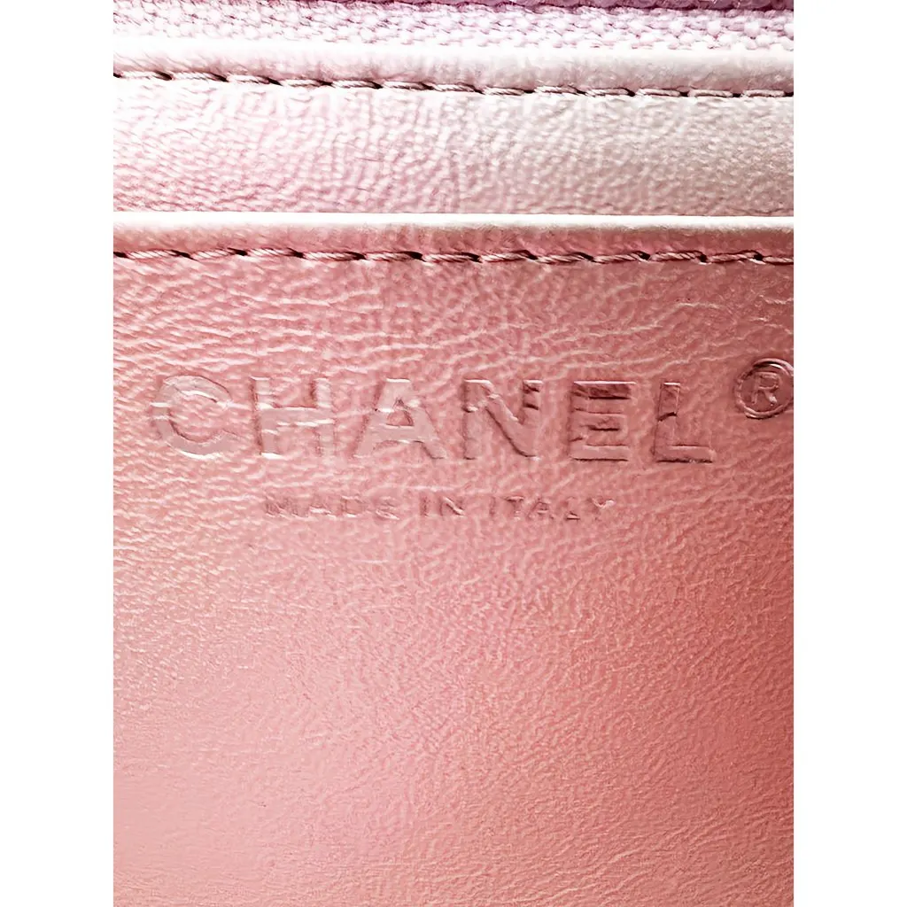 Chanel Mini Square Classic Iridescent Lambskin Single Flap Pink Leather Good - Box View