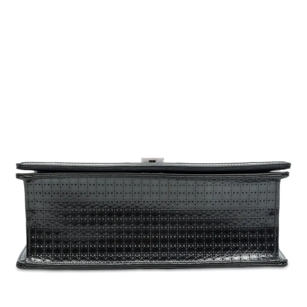 Dior Medium Patent Microcannage Diorama Flap Black Leather Good - Inside View
