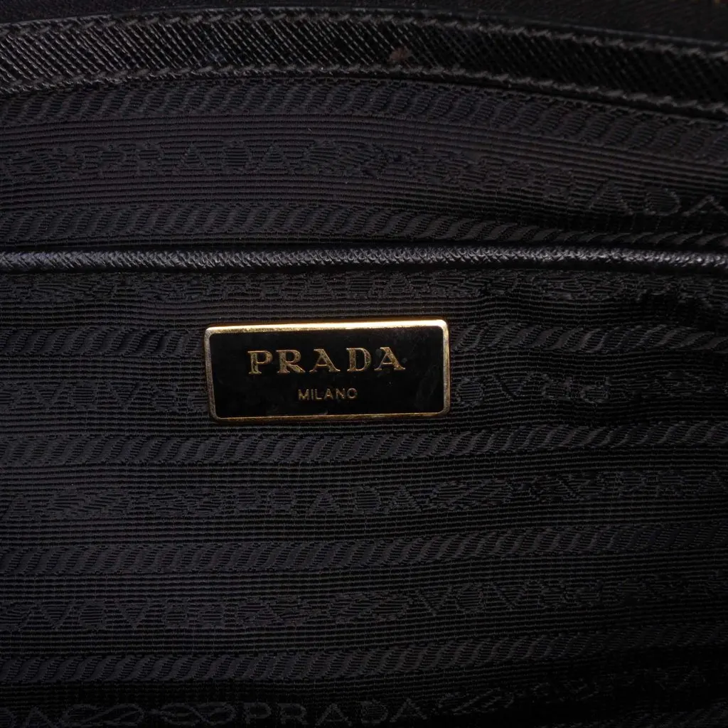 Prada Medium Saffiano Lux Galleria Double Zip Satchel Black Leather Very good - Box View